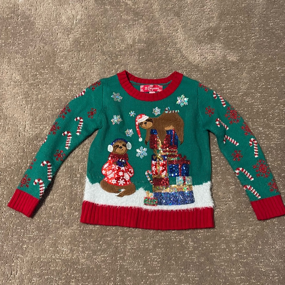33 Degrees (Size 6/6x) Christmas Sloth Sweater